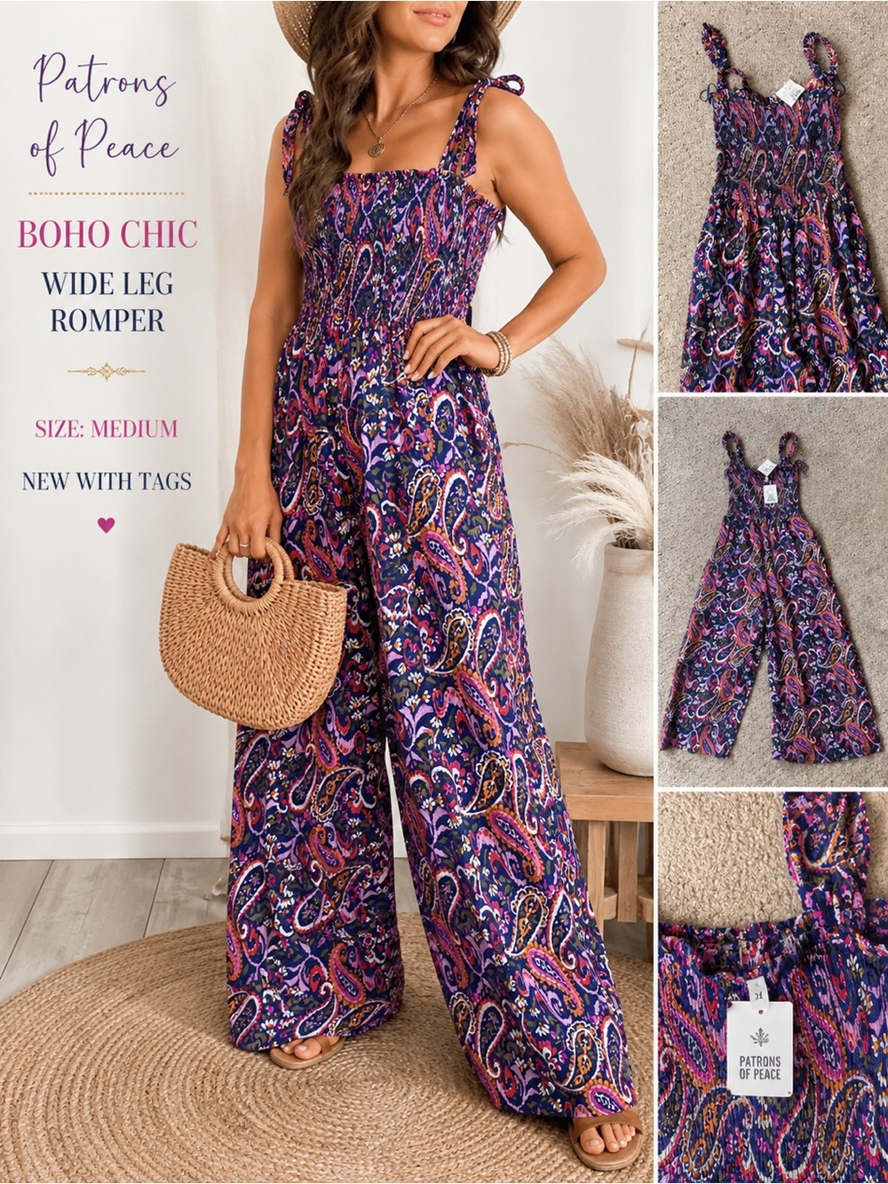 Patrons of Peace boho chic wide-leg romper/jumpsuit